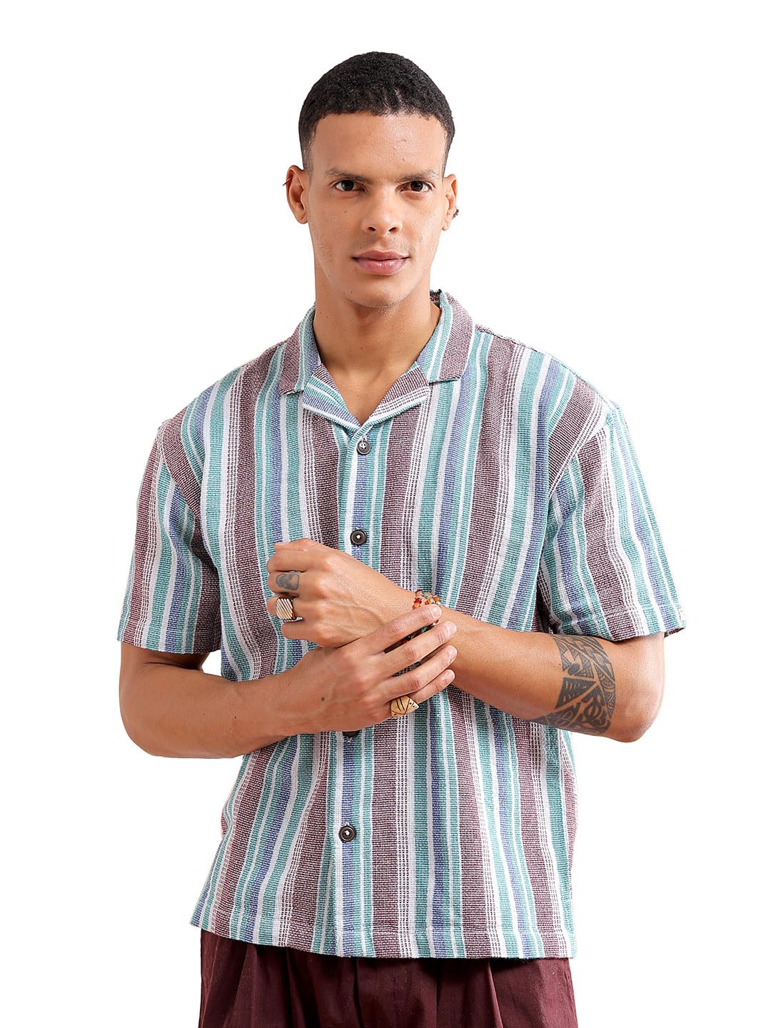 The Indian Garage Co Mens Relaxed Fit Shirt (0923-SHMKRS-04-01_Black