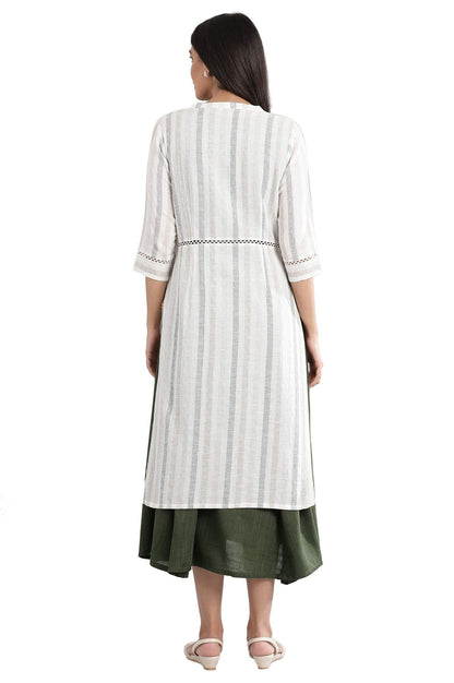 Aurelia Women's Cotton Blend Regular Fit Solid Regular Kurta & Gillet