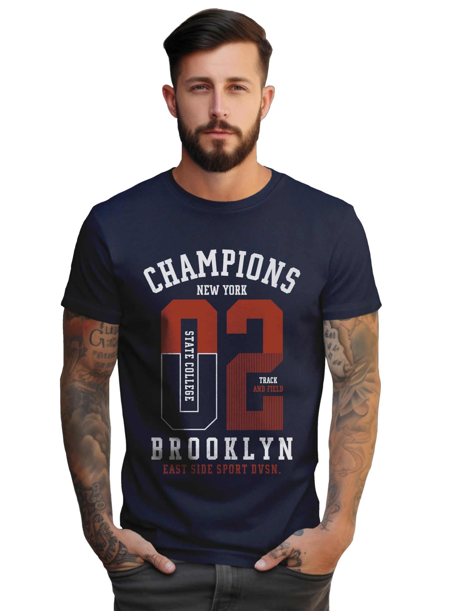 Peppyzone Mens Regular Fit T-Shirt (PZ-Number-9910_Navy Blue5