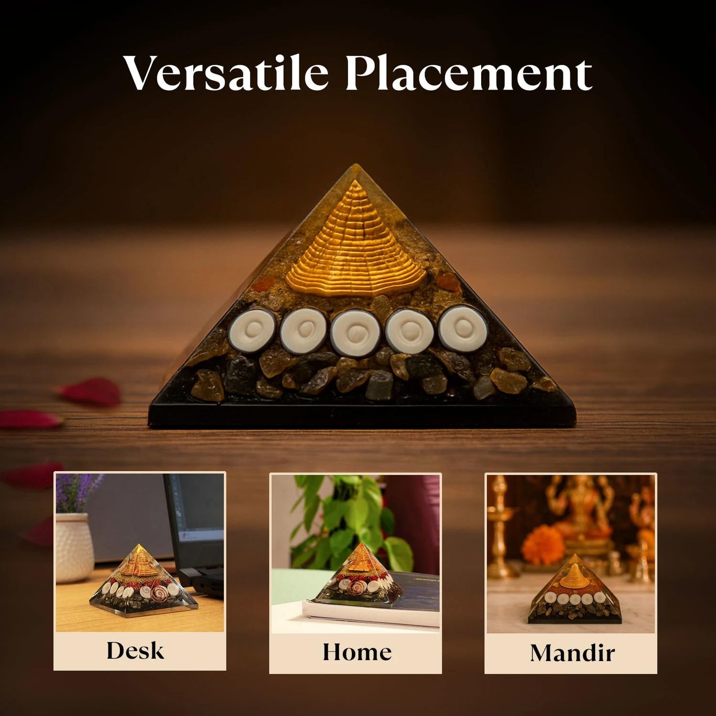 Astrotalk Lakshmi Yantra Pyramid | Pyrite Stone Infused Vastu Pyramid for Wealth & Prosperity | Vastu Items for Home & Office | Attracts Abundance & Positive Energy