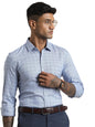 Turtle Men Pure Cotton Slim Fit Checkered Light Blue Formal Shirt