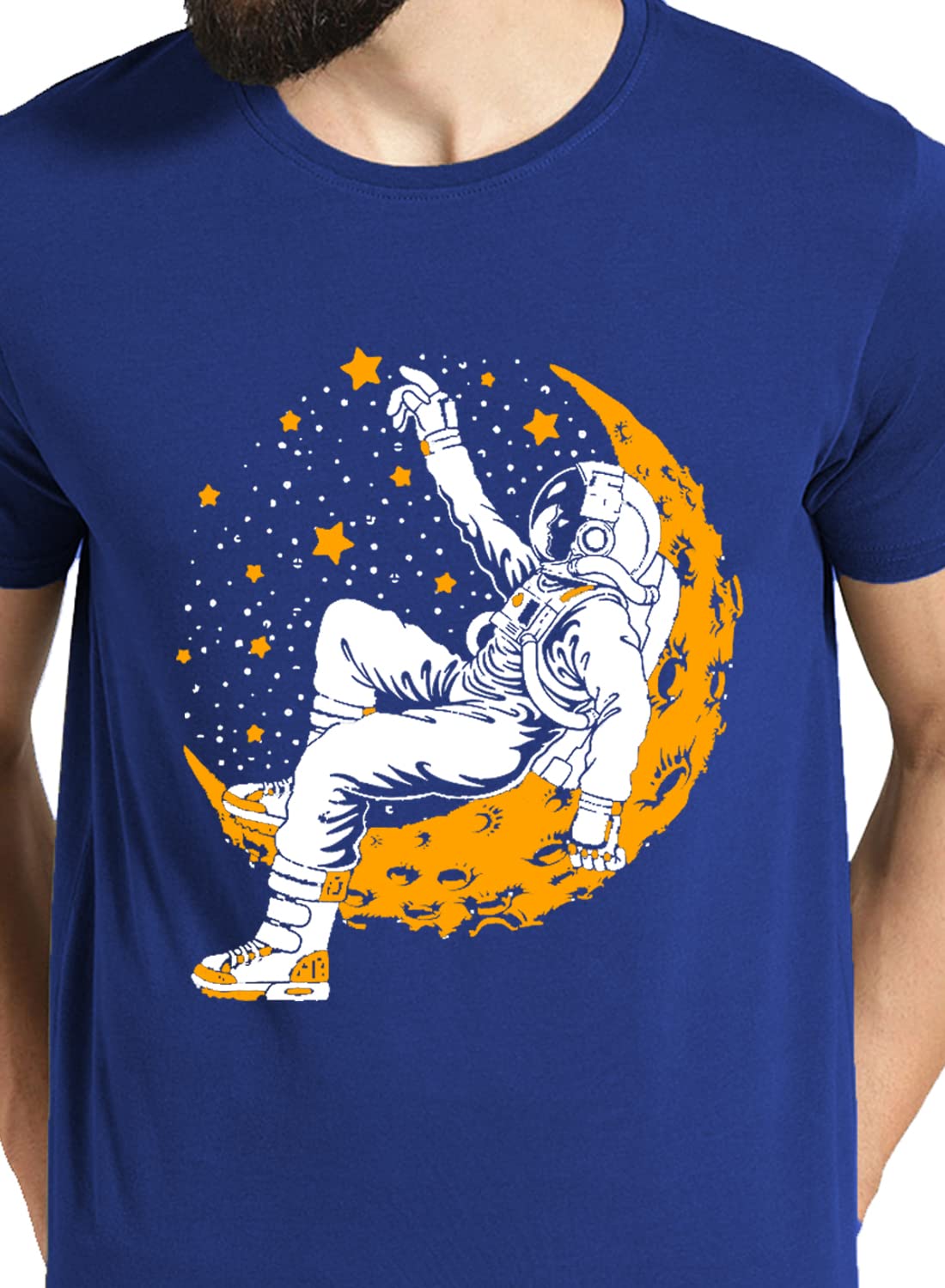 ADRO Astronaut Graphic Design Mens Printed T-Shirts (RNR-M-Moon)