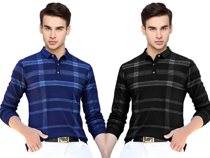 Noble Monk MenS Polo Neck Full Sleeves T-Shirt | Causal Tshirt For Men