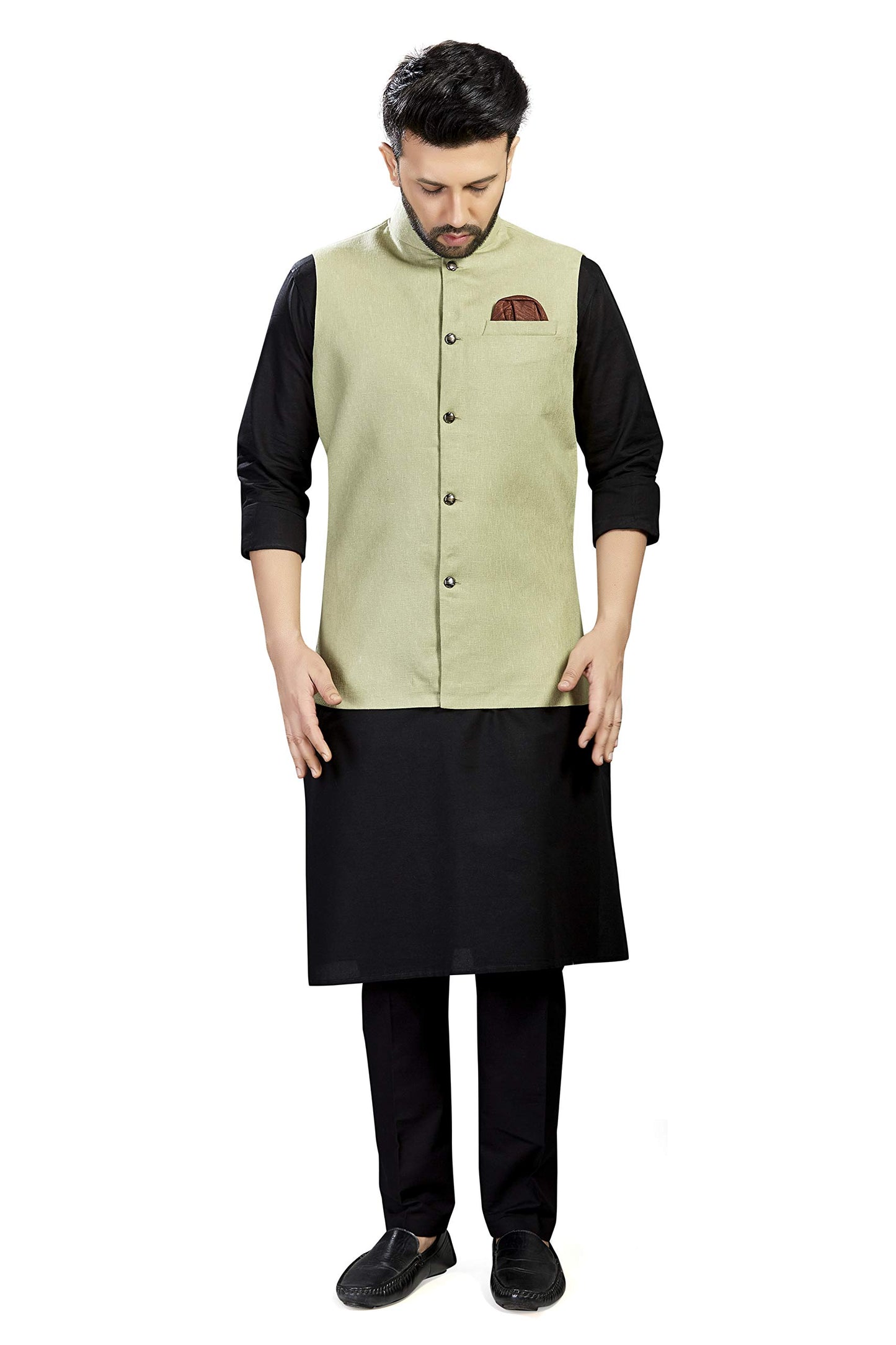 baaamboos 100% Cotton Blend Stylish Trendy Solid Pattern Sleeveless Comfortable Mens only Nehru Jacket for Regular Use Ethnic W