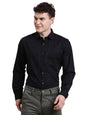 Turtle Men Regular Fit Printed Cotton Linen Black Formal Shirt