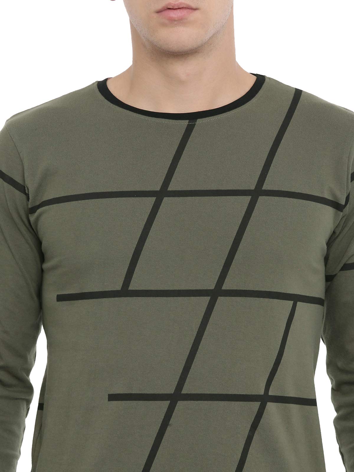 ADRO Men's Full Sleeve Printed Cotton T-Shirts (FS-A-AOP05-OL_Olive)