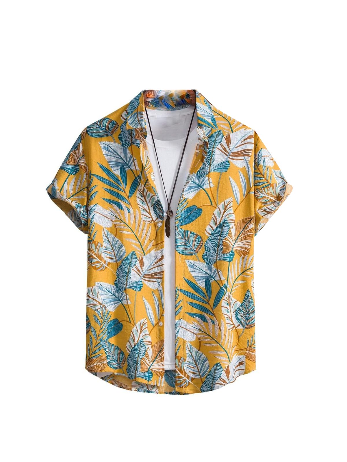 Dhruvi Trendz Mens Rayon MenS Casual Shirt Regular Fit Western (Dt-Ms-6109_Yellow_L)
