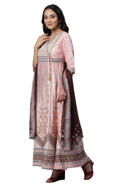 Aurelia Women's Floral Print Silk Kurta Set with Leggings & Dupatta