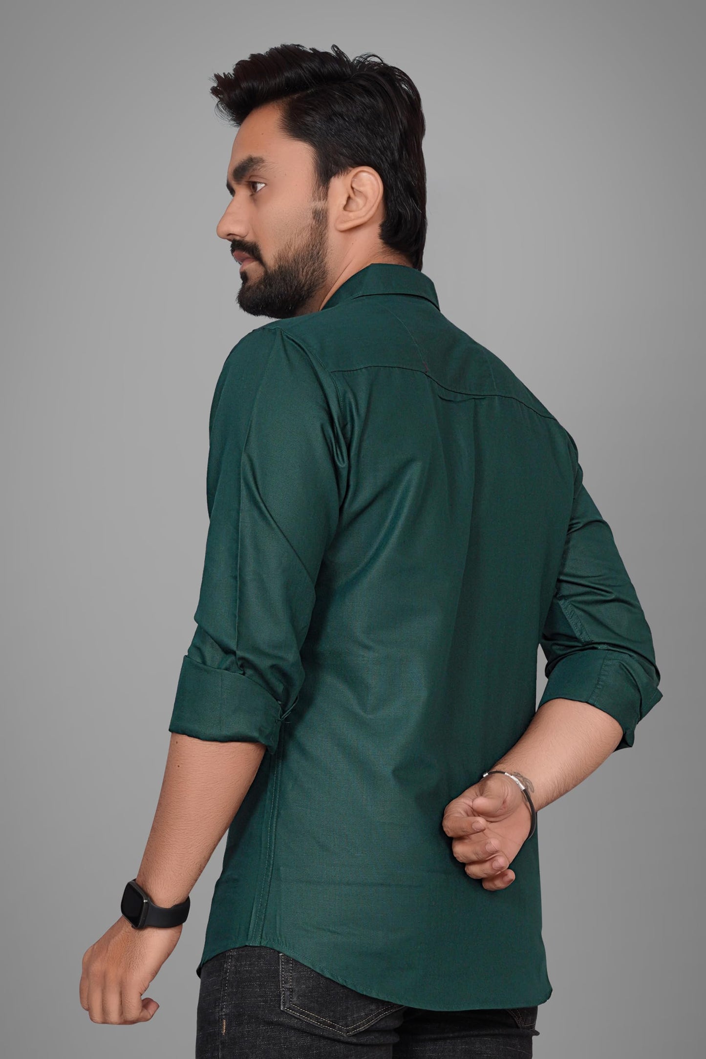 Besix MenS Green Cotton Blend Full Sleeve Shirt For Man With Tailored Fit Spread Collar And Standard Length - Formal Stylish We