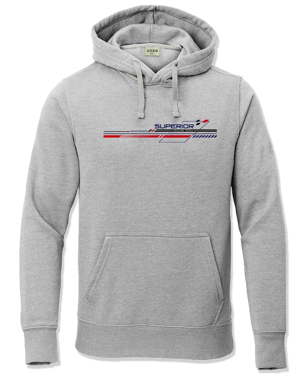 ADRO Mens Cotton Neck Hooded Sweatshirt (H24-M-RAC-GR_Grey