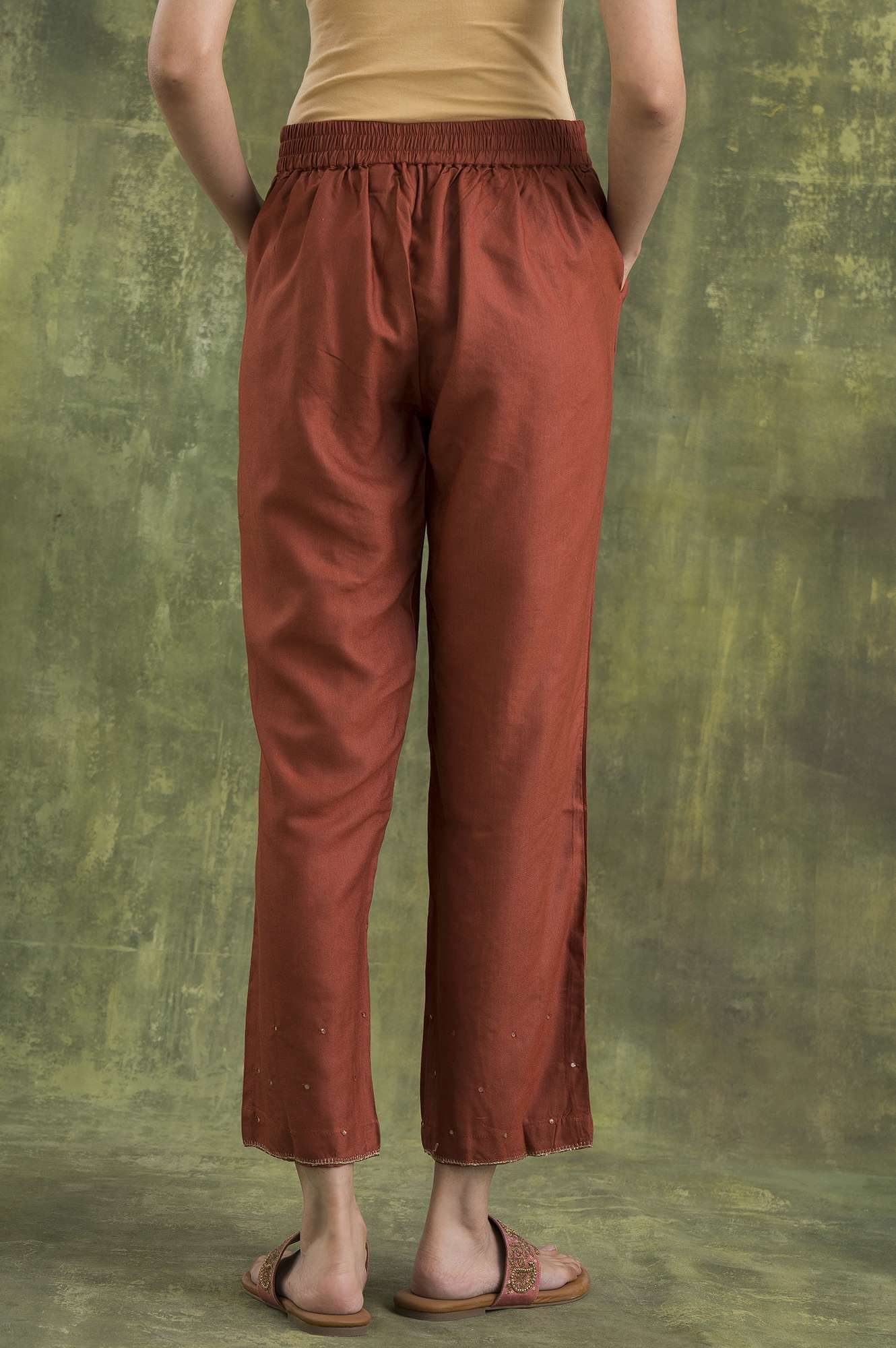Folksong Strechable Straight Pants for Women | Trousers for Women | W for Woman