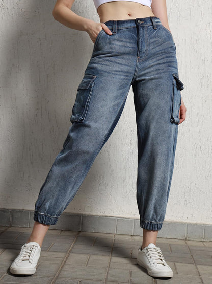 Hubberholme Women Blue Summer Cotton Relaxed Fit Jeans