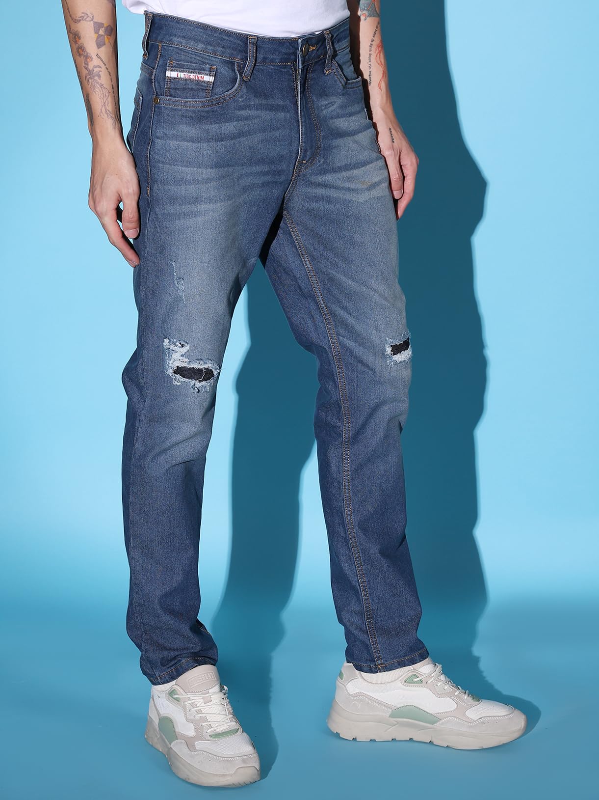 The Indian Garage Co Men Slim Fit Solid Mid-Rise Stretchable Jeans