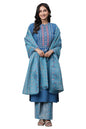 Aurelia Women Delphinium Blue Floral Printed Poly Organza Dupatta