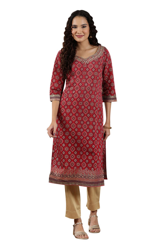 Aurelia Women's Viscose Abstract Regular Kurta