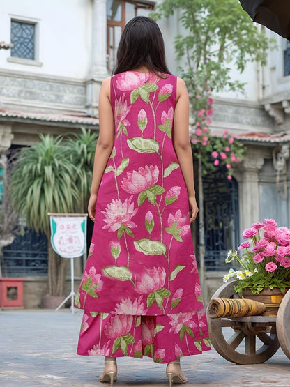 ANNI DESIGNER Women's Rayon Viscose Printed A-Line Kurta with Palazzo & Dupatta