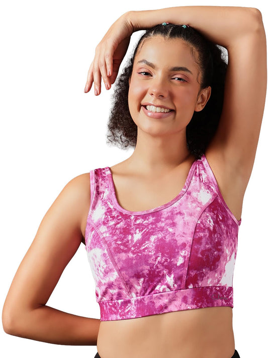 Clovia Womens Medium Impact Padded Non-Wired Full Cup Sports Bra with Removable Cups (BRS026A22_Pink_L)
