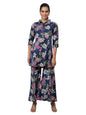 Shasmi Soft Maslin Silk V Neck Co-Ords Set For WomenS | Printed Shirt & Bottom Set For Women | Suit Set | Two Piece Dress (Co-O