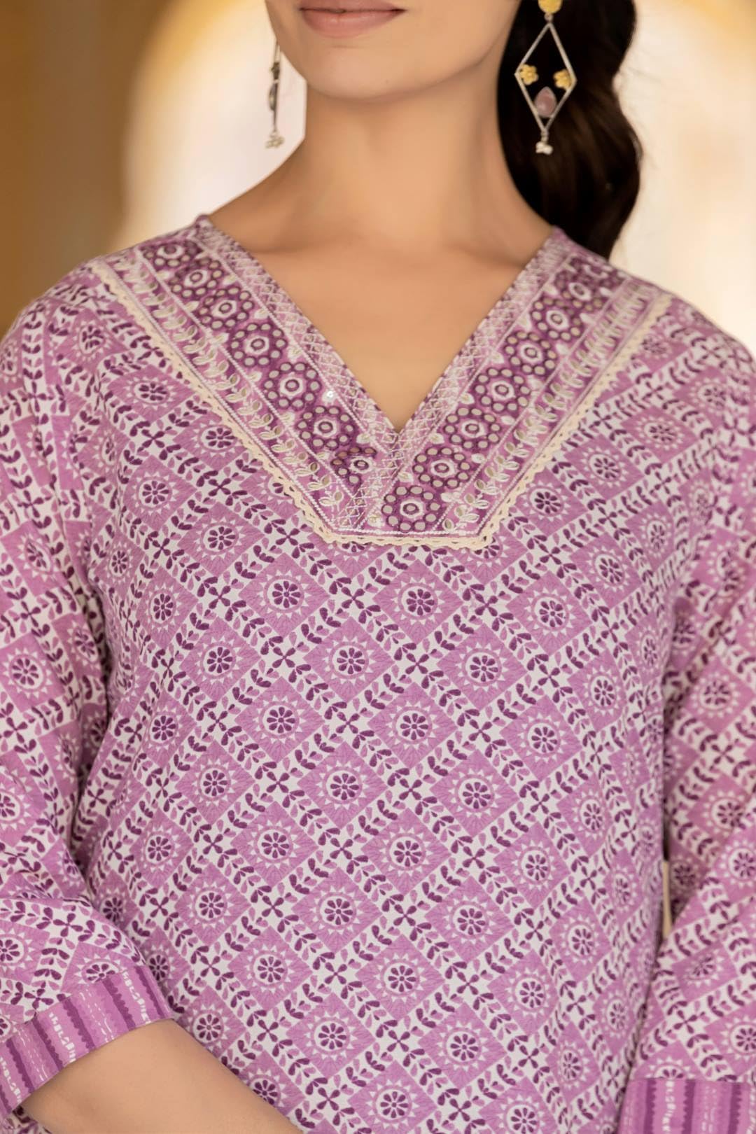 Varanga Women Maroon V Neck A-Line Flared Kurta Paired with Kurta Bottom Set