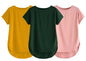 Fabricorn Combo Of Three Plain Bottle Green, Mustard Yellow And Dusty Rose Round Neck Up And Down Cotton Tshirt For Women (Bottl