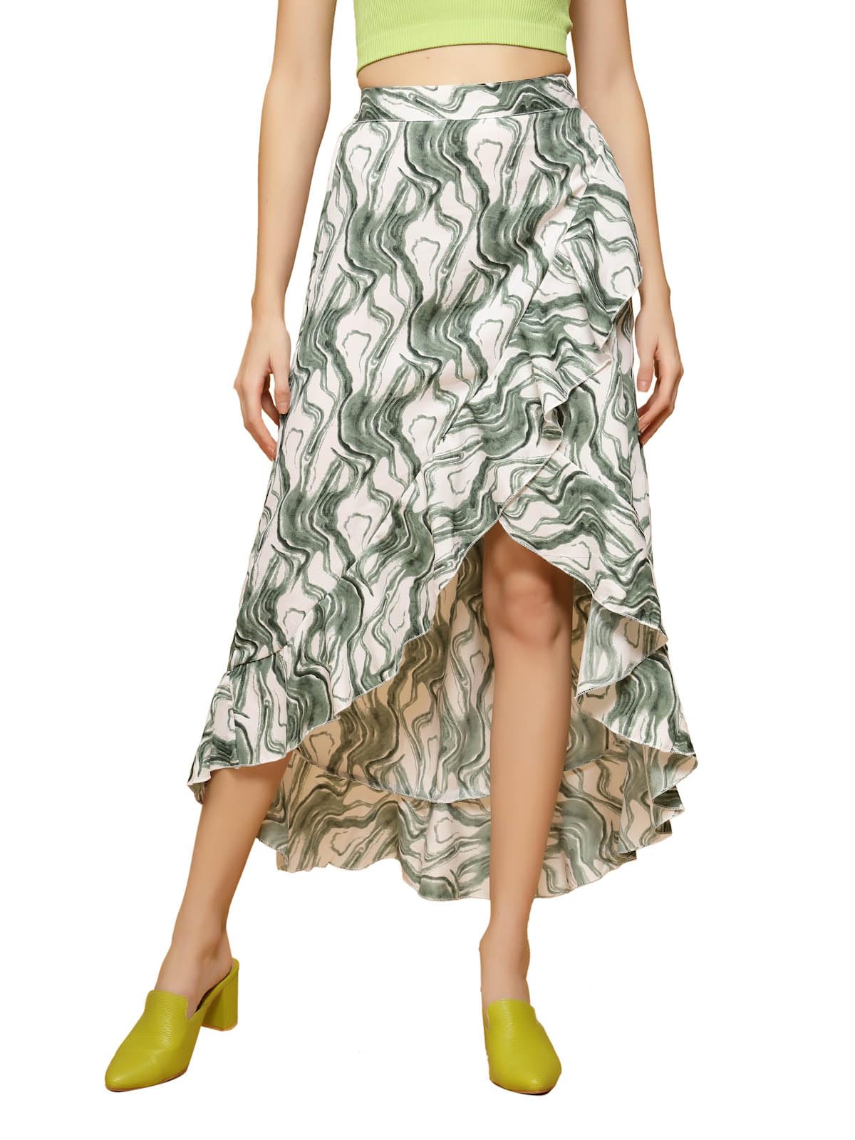 OOMPH! Long Skirts for Women Green - msk074