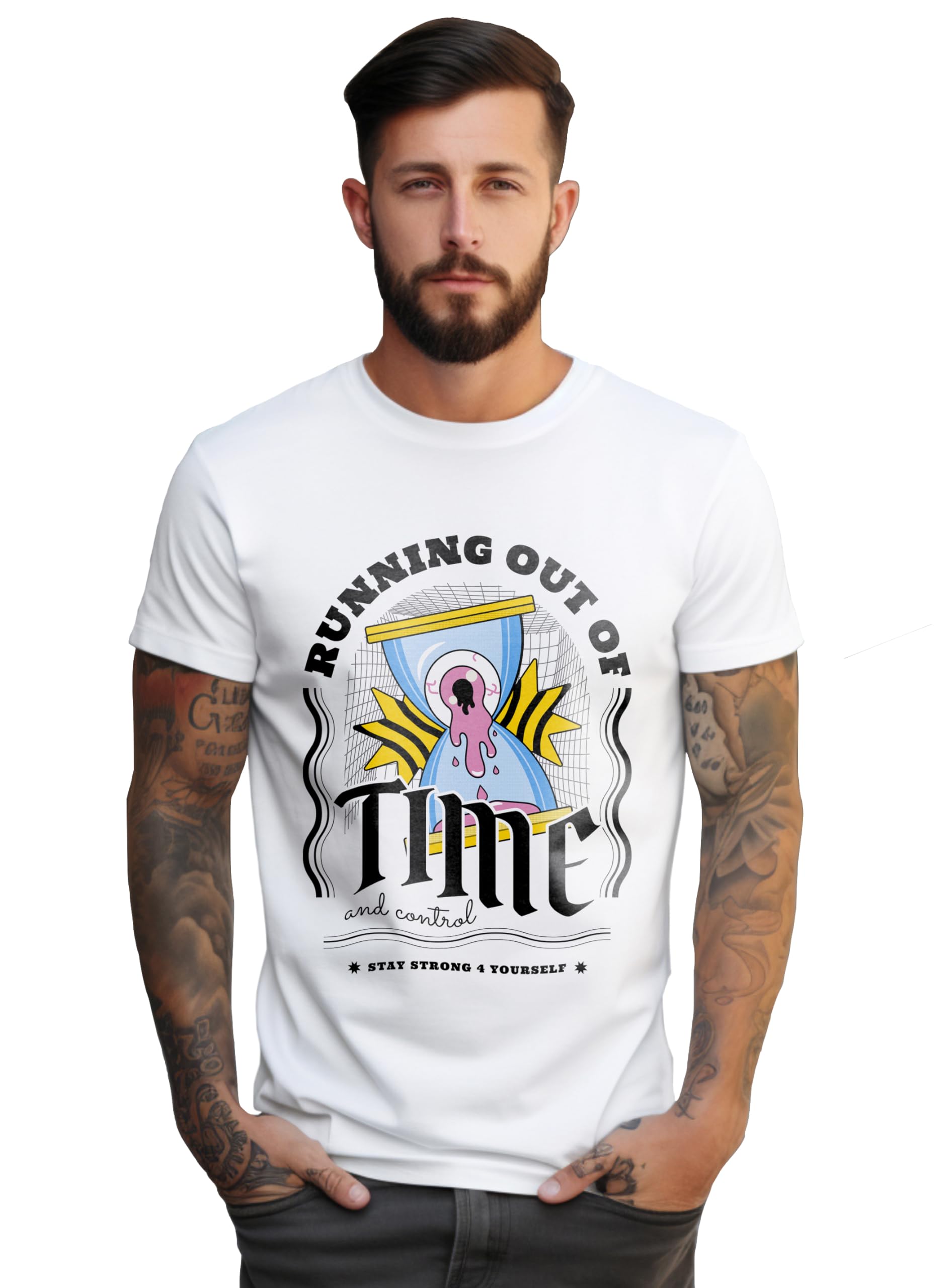 Peppyzone Mens Regular Fit T-Shirt (PZ-Trendy-2125_White5