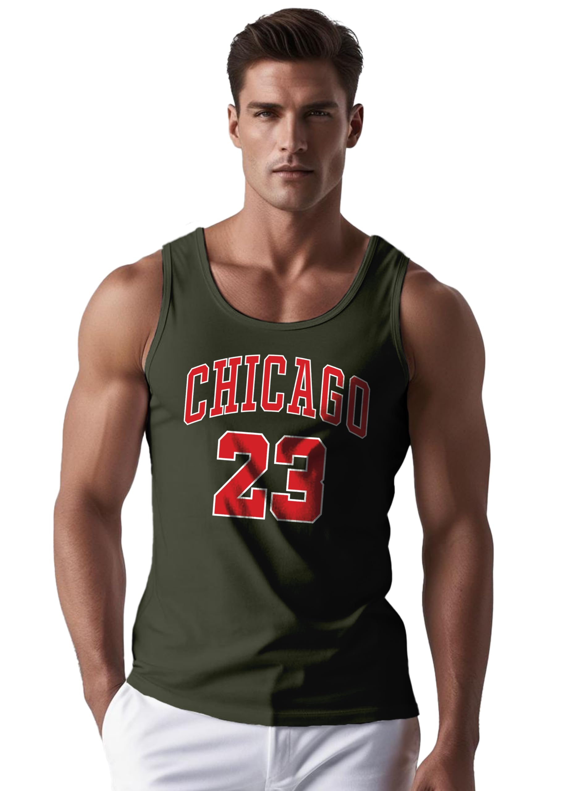 Peppyzone Mens Printed Regular Fit Vest (TT-Bulls23-891_Olive3