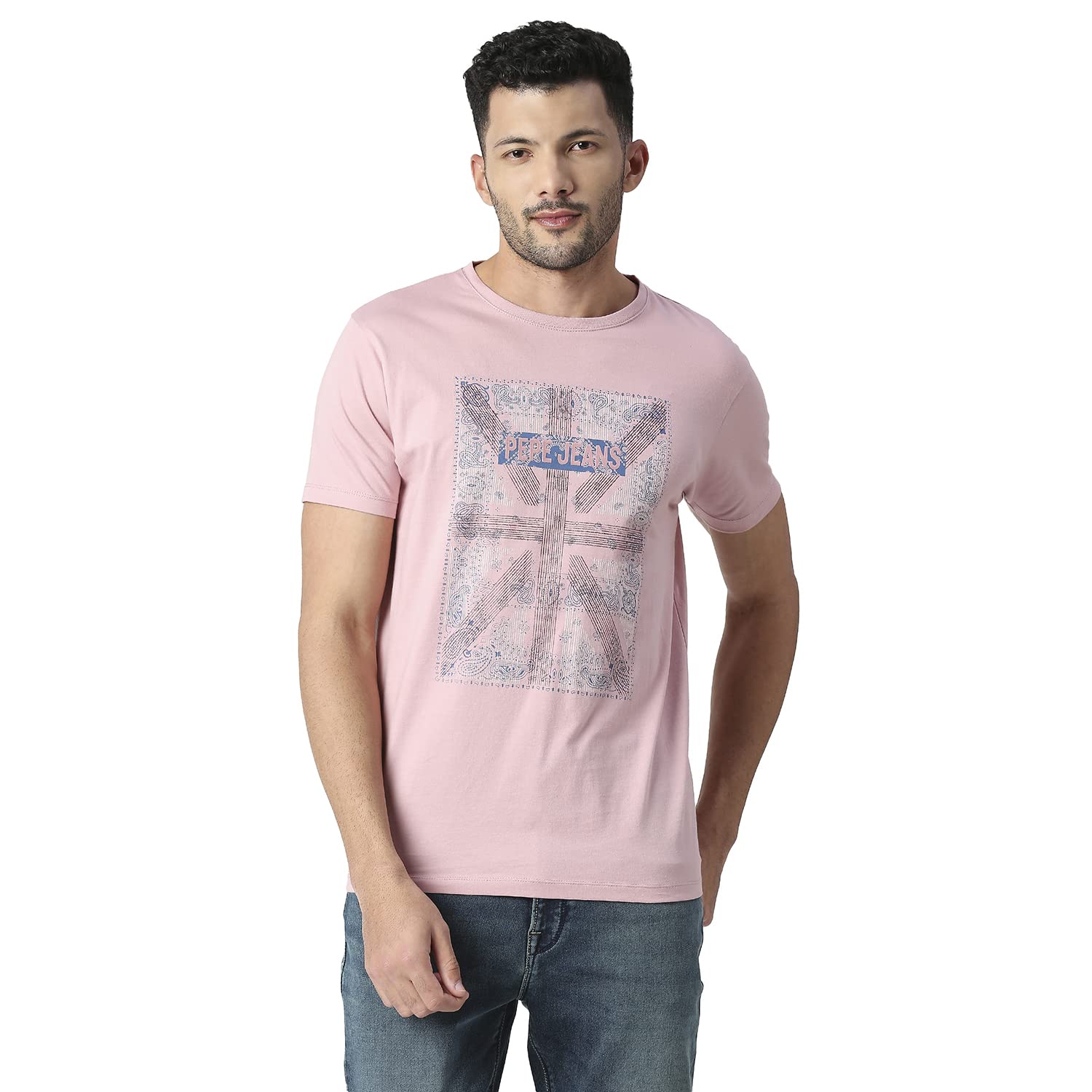 Pepe Jeans Iris Union Jack Printed Tee, Onion Pink, L