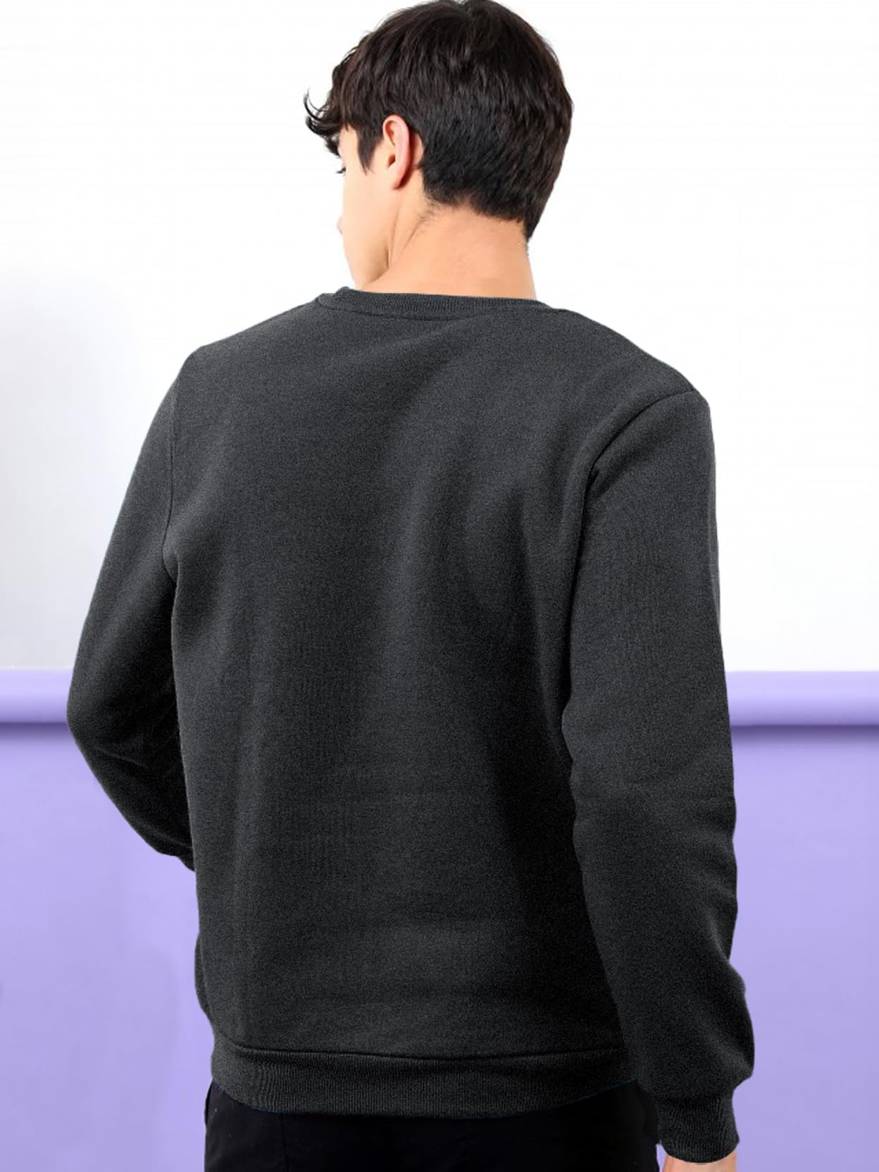 Noble Monk MenS Regular Fit Sweatshirts | Round Neck | Long Sleeve Sweatshirts For Men Light Grey Black