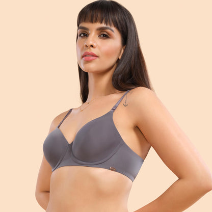 Enamor Womens Nylon Blend Lightly Padded Underwire High Coverage Bra Blue
