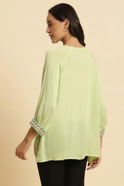 W For Woman Green Embroidered Tunic Top With Thread W For Womanork