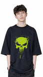 Uniplanet Store Solid Oversize Black Punisher Round Neck Cotton Printed Black T Shirt For Men