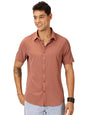 Thomas Scott Mens | Half Sleeve | Solid Plain Color | Regular Fit | Polyester Blend | Spread Collar | Casual | Shirts (Dark Peac
