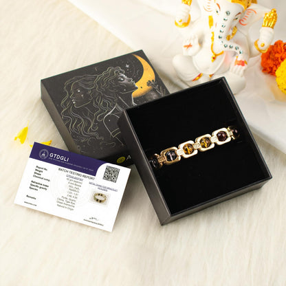 Astrotalk Metal Dhan Yog Bracelet (Gold) | Attracts Wealth & Financial Prosperity | Pyrite, Citrine, Tiger Eye, Quartz,Hematite & Aventurine Astrology Bracelet for Man & Woman | Gift for Man & Woman
