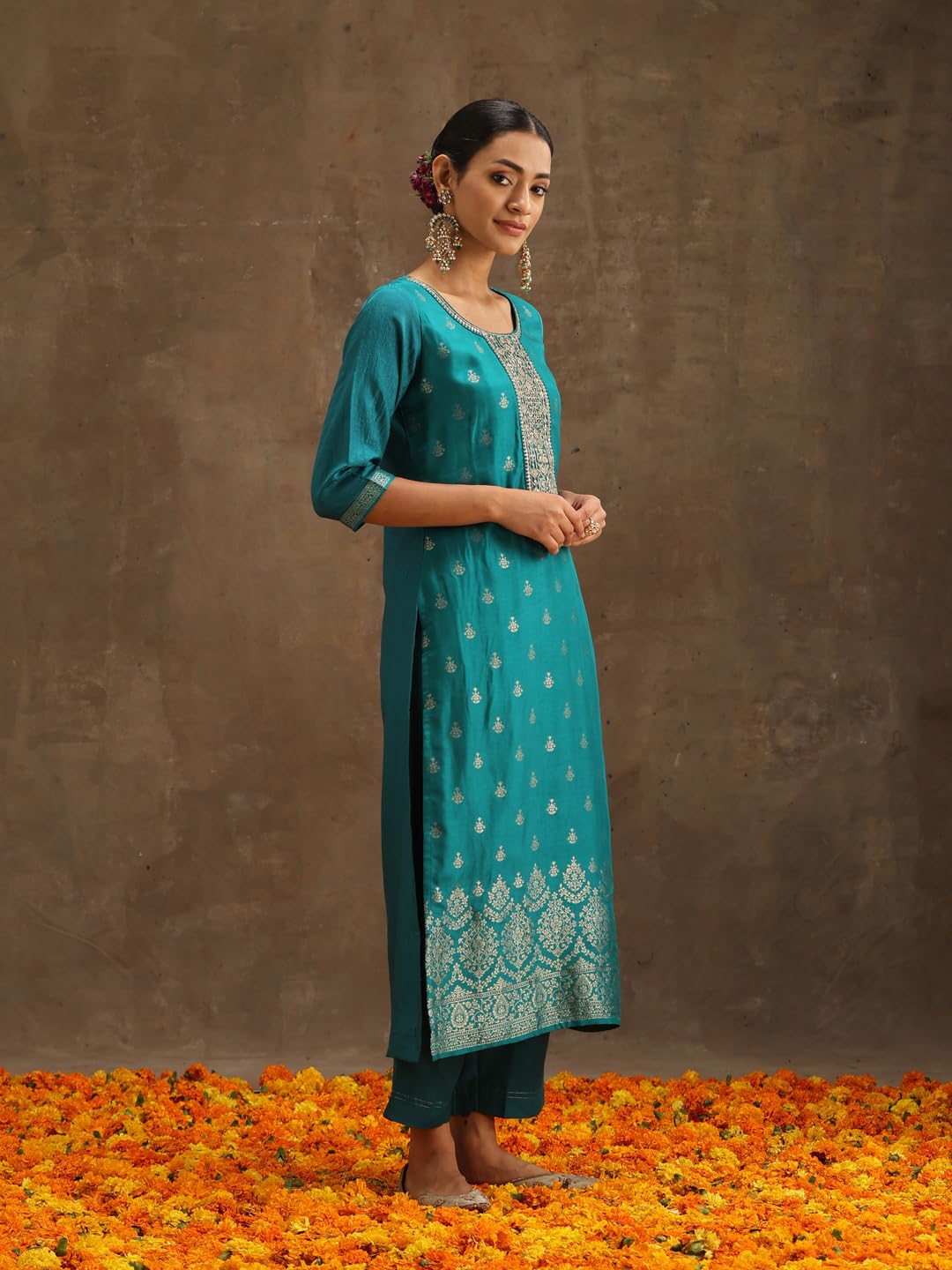 Libas Womens Silk Kurta Sets (38037O_Green