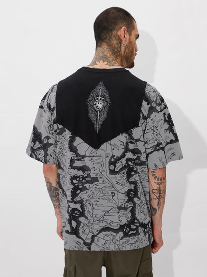 The Souled Store House of Dragon The Map Oversized T-Shirt for Men Boys Cotton Casual Half Sleeves Baggy Loose Fit Drop Shoulder