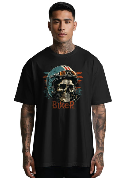 Peppyzone Mens Oversized Fit T-Shirt (OST-Biker 11-15_Black2