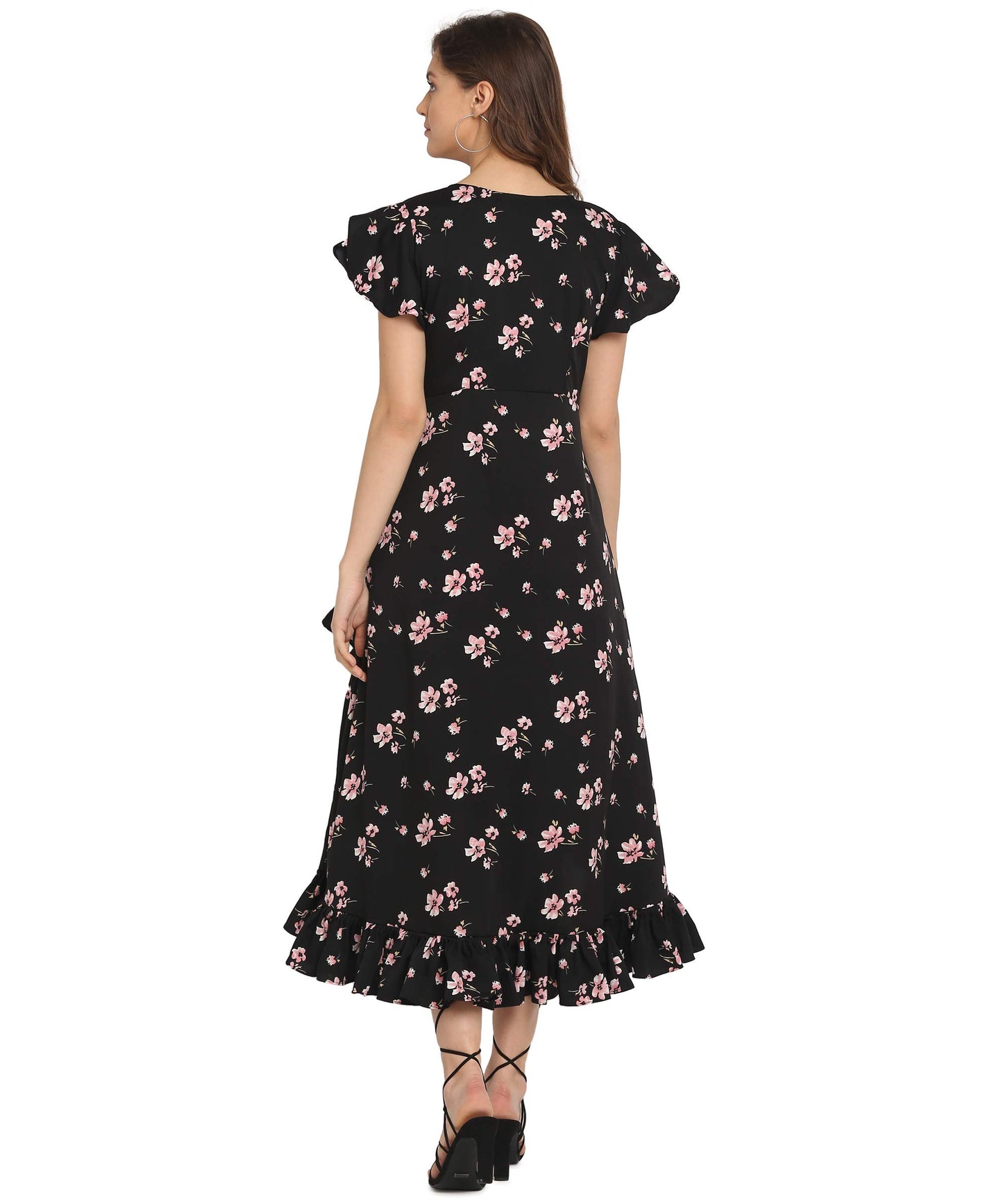 Oomph! Dress For Women Stylish| Summer Vacation Style |Floral Print Wrap Maxi |Lightweight Flared Maxi Dress For Casual & Holida