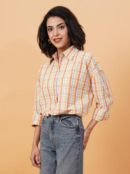 Kotty WomenS Relaxed Fit Spread Collar Casual Shirt