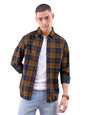 The Indian Garage Co Yellow Regular Fit Spread Collar Checkered Long Sleeves Shirt