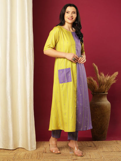 GoSriKi Women's Anarkali Kurta with Pants, Rayon Blend, Size 48, Multicolored, Model MANOHAR MULTI-VKS01-GS