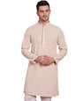 Jompers MenS Beige Sequin Embroidered Pure Cotton Kurtas 