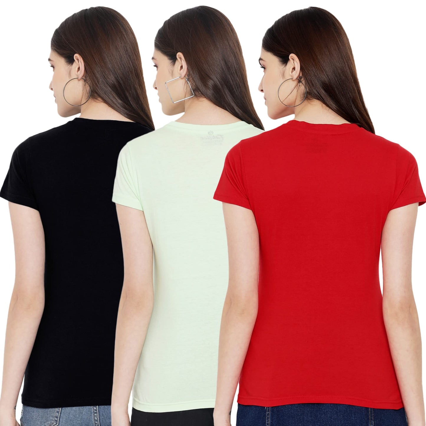 Preneum Womens Cotton Regular Fit Latest Graphic Stylish Printed Short Sleeves Casual T-Shirt || Trendy & Style (Pack 3), Black