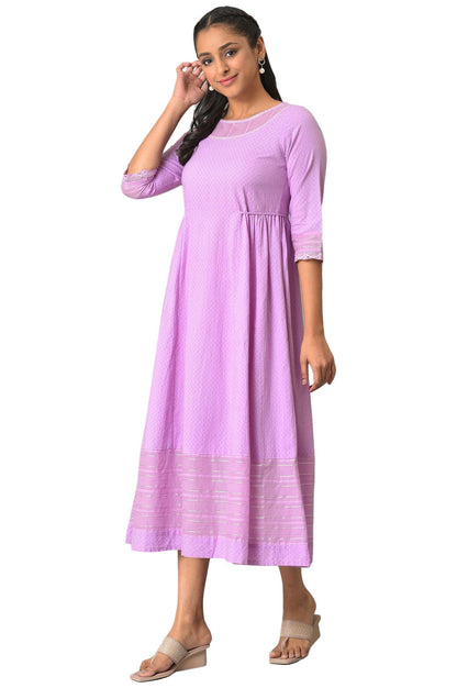 Aurelia WomenS Cotton Fit And Flare Midi Dress (23Fea13854-605535_Purple