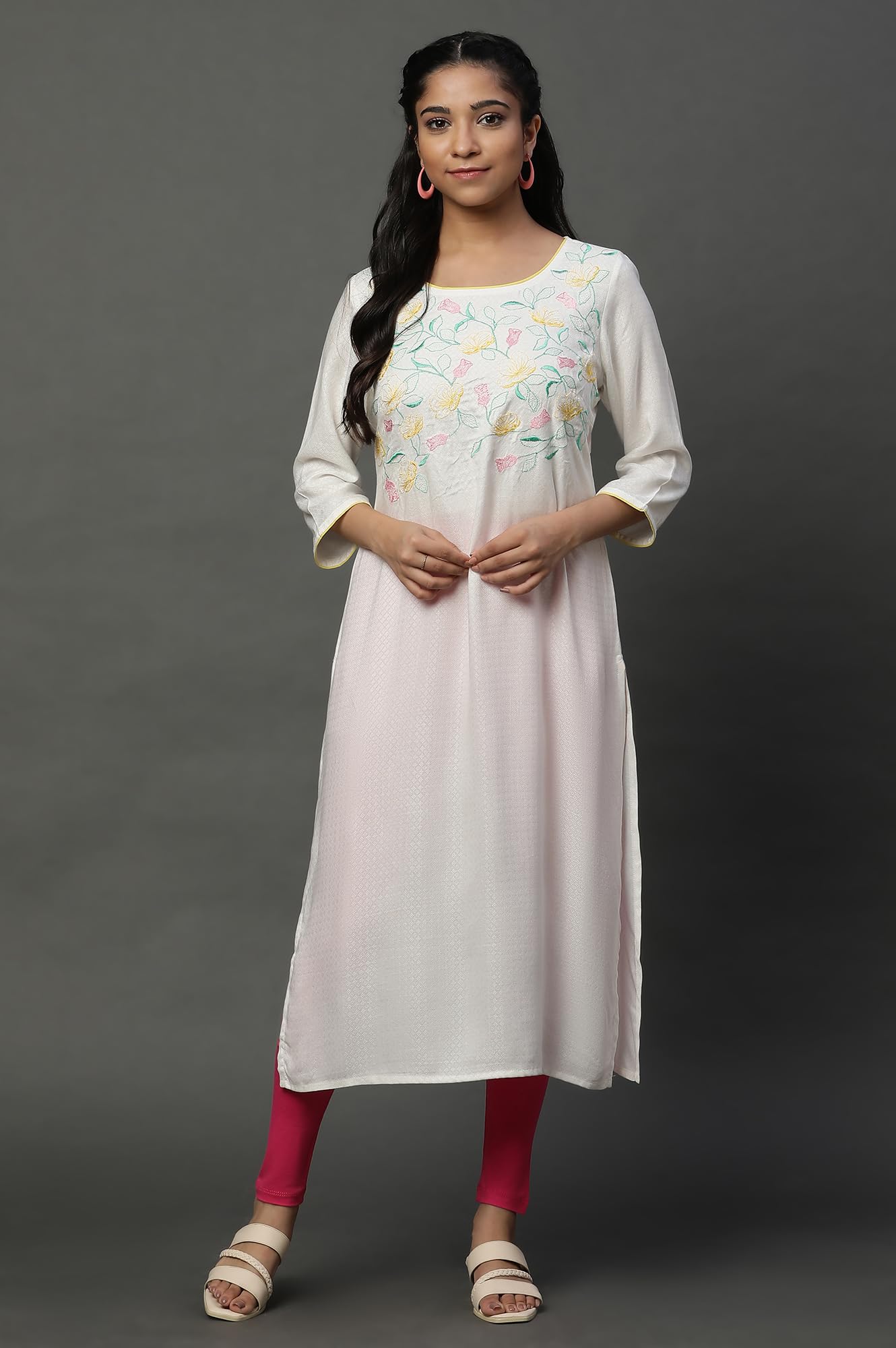 Aurelia Womens Viscose Regular Kurta (24FEA14781-607023_White