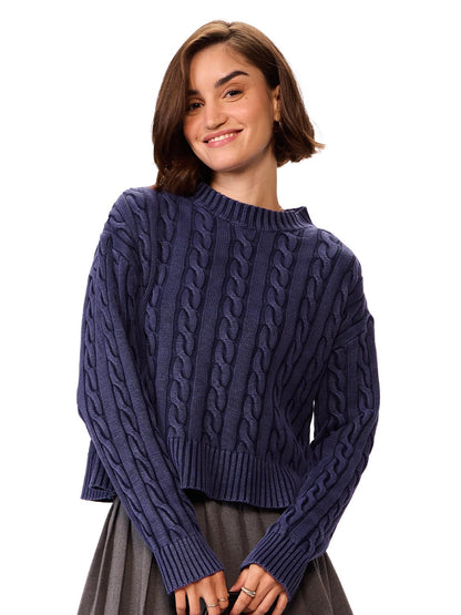 The Souled Store Solids: Grey Blue Women Oversized Sweater