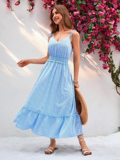 Kotty WomenS Fit And Flare Light Blue, White Dress