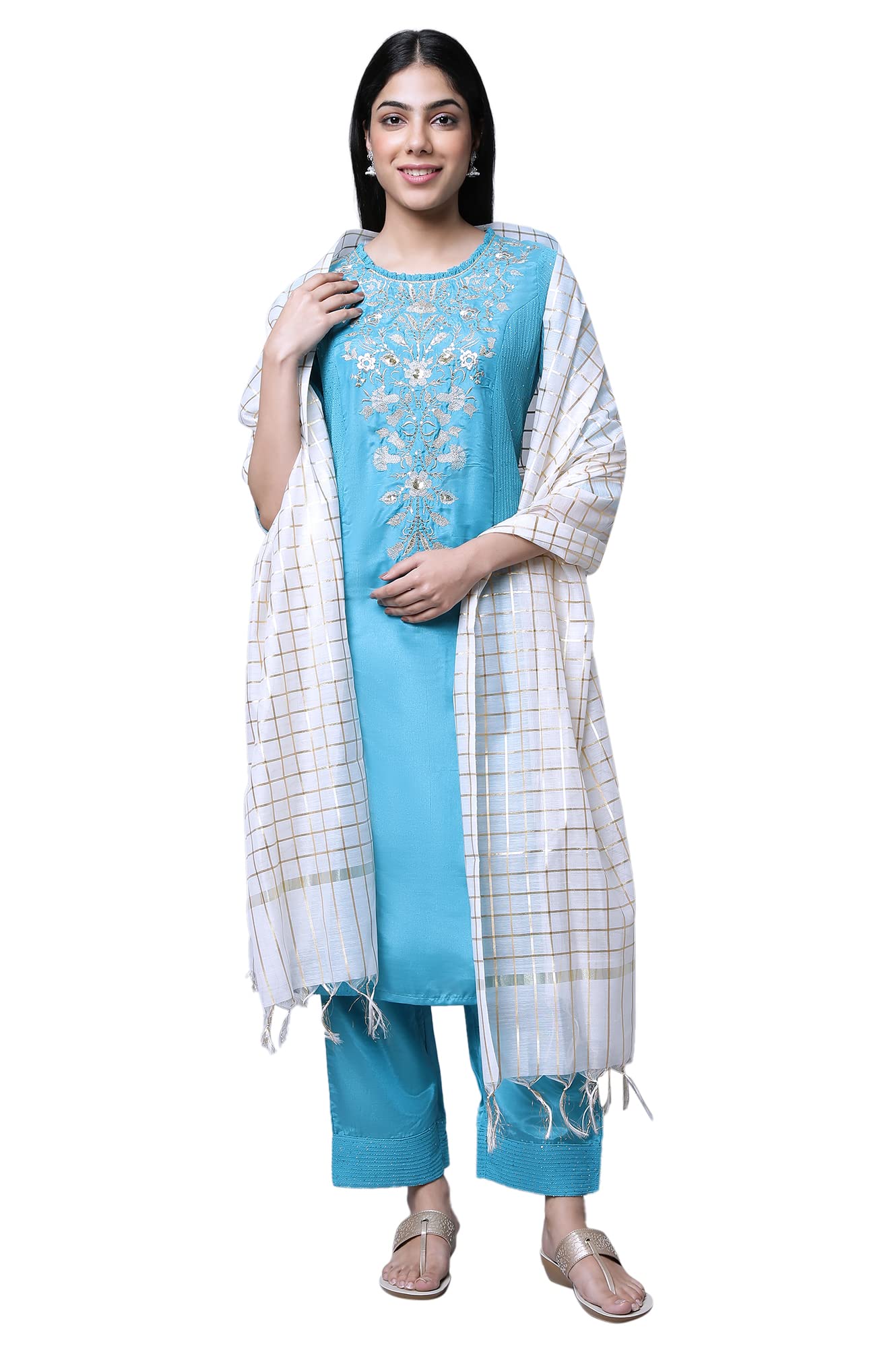 Aurelia Women Blue Embroidered Kurta With Straight Palazzo & Dupatta Set_22AUD10505-604694_S