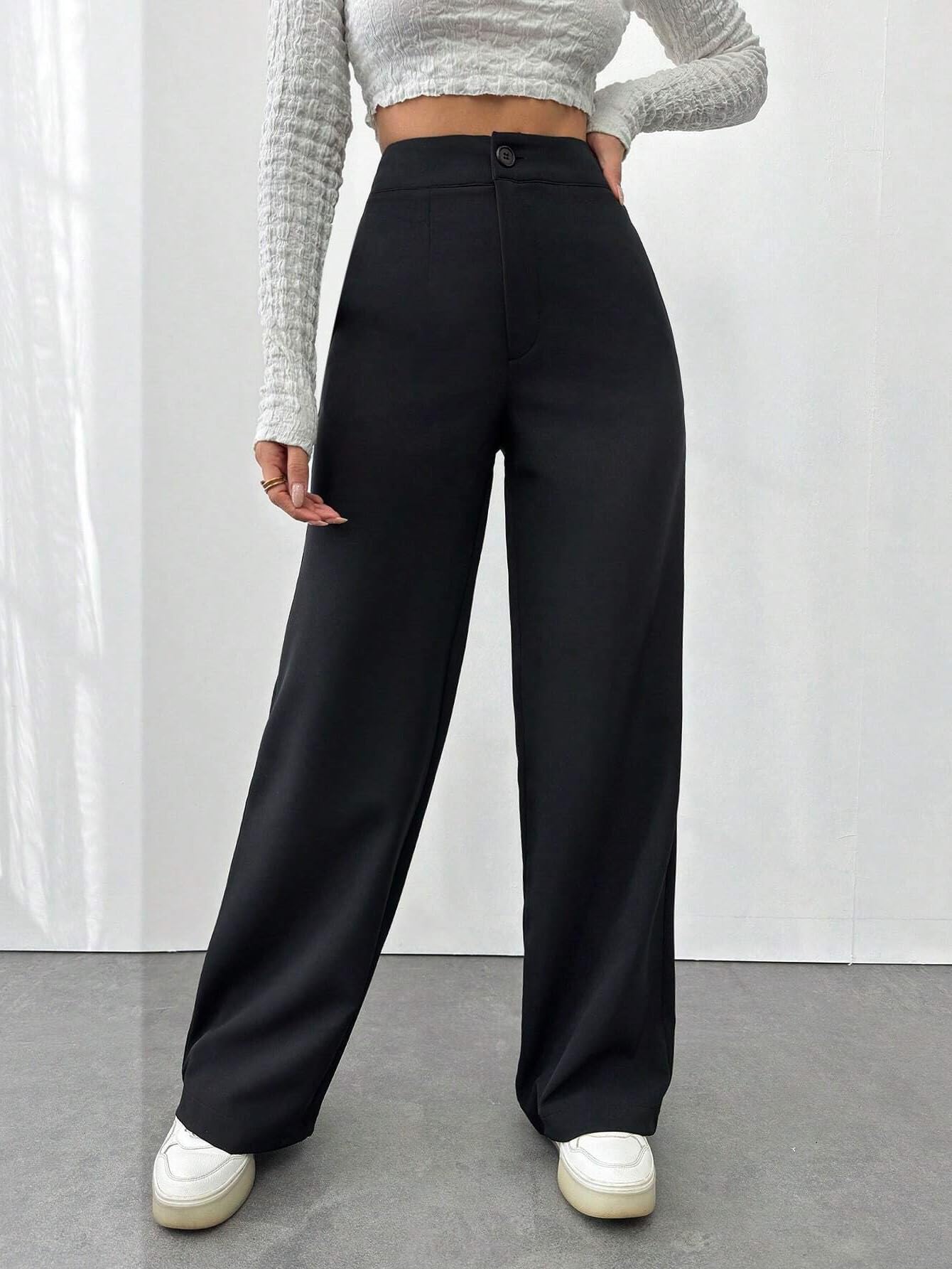 Toochki Women Spandex Pant Stretchable Slim Fit Trouser, for Office School Formal Casual Black