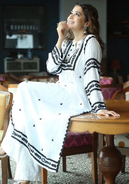 Anni Designer WomenS Cotton Blend Embroidered Straight Kurta (Stho-White-Nw_3Xl_White_Xxx-Large)